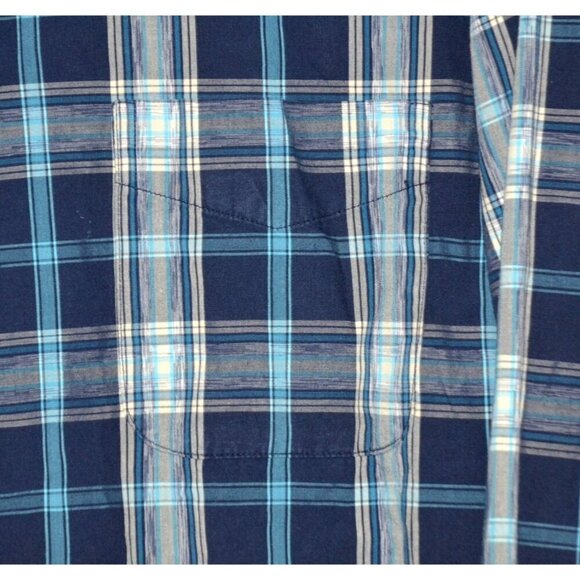 Tommy Hilfiger Custom Fit Men's XL Blue Plaid Button Front Long Sleeve Shirt Top - Picture 4 of 10
